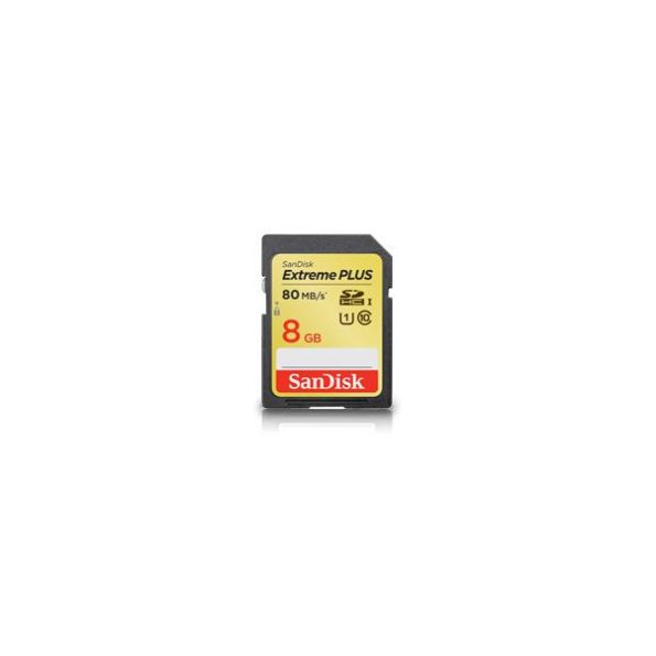 SanDisk 8GB Extreme Plus UHS-I SDHC Memory Card (Class 10)